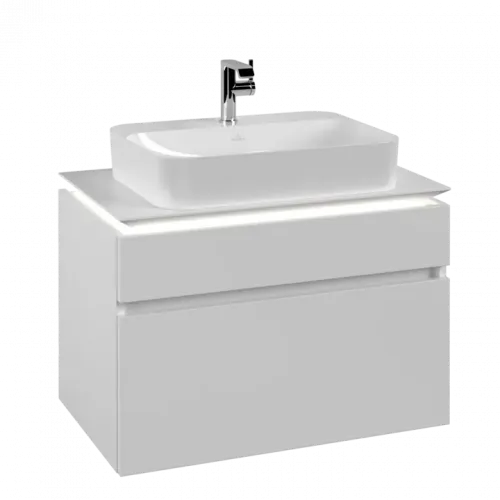 Villeroy & Boch Legato Тумба под раковину, с подсветкой, 2 выдвижных ящика, 800 x 550 x 500 mm, White Matt / White Matt B754L0MS