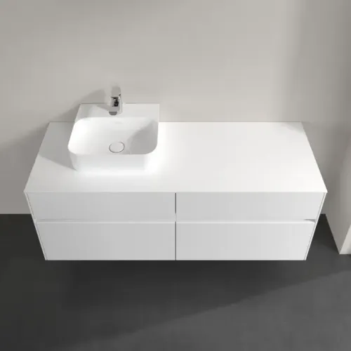 Villeroy & Boch Collaro Тумба под раковину, с подсветкой, 4 выдвижных ящика, 1400 x 548 x 500 mm, Glossy White / Glossy White C101B0DH