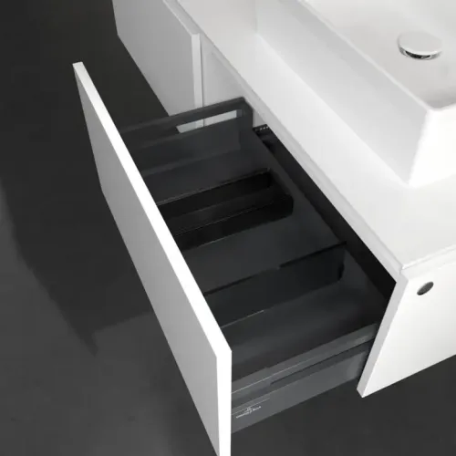 Villeroy & Boch Legato Тумба под раковину, с подсветкой, 2 выдвижных ящика, 1400 x 380 x 500 mm, Glossy White / Glossy White B615L0DH