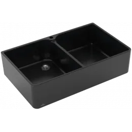 Villeroy & Boch Полувстраиваемая мойка с двойной раковиной 90 X Мойка с двумя чашами, включая Комплект слива с ручным управлением, выкл Керамика, 900 x 550 mm, Ebony CeramicPlus 639001S5
