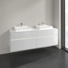 Villeroy & Boch Collaro Тумба под раковину, с подсветкой, 4 выдвижных ящика, 1600 x 548 x 500 mm, Glossy White / Glossy White C021B0DH
