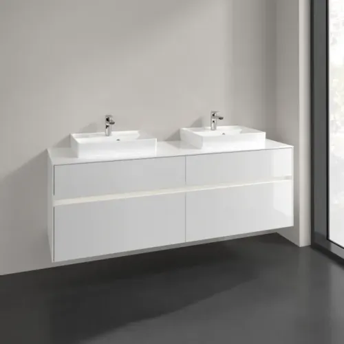 Villeroy & Boch Collaro Тумба под раковину, с подсветкой, 4 выдвижных ящика, 1600 x 548 x 500 mm, Glossy White / Glossy White C021B0DH
