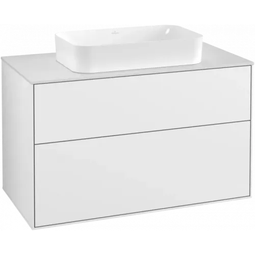 Villeroy & Boch Finion Тумба под раковину, с подсветкой, 2 выдвижных ящика, 1000 x 603 x 501 mm, Glossy White Lacquer G23100GF