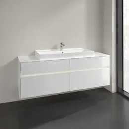Villeroy & Boch Collaro Тумба под раковину, с подсветкой, 4 выдвижных ящика, 1600 x 548 x 500 mm, Glossy White / Glossy White C031B0DH