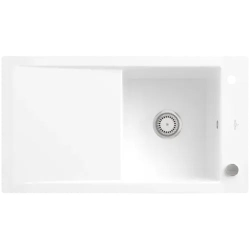 Villeroy & Boch Timeline 50 flat Мойка, включая Комплект слива с эксцентриком, выкл Керамика, 865 x 475 mm, Альпийский белый CeramicPlus 33072FR1