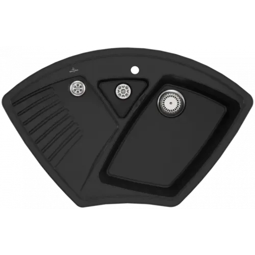 Villeroy & Boch Arena Corner Мойка угловая, включая Контейнер для отходов, Комплект слива с ручным управлением, выкл Керамика, 975 x 625 mm, Chromit CeramicPlus 672901J0