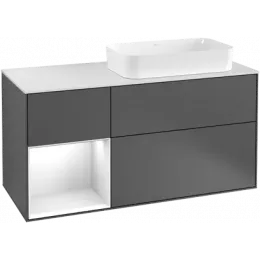 Villeroy & Boch Finion Тумба под раковину, с подсветкой, 3 выдвижных ящика, 1200 x 603 x 501 mm, Silk Grey Matt Lacquer / Silk Grey Matt Lacquer G681HJHJ