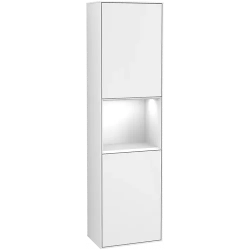 Villeroy & Boch Finion Шкаф-пенал, с подсветкой, 2 двери, 418 x 1516 x 270 mm, Glossy White Lacquer / Glossy White Lacquer F470GFGF