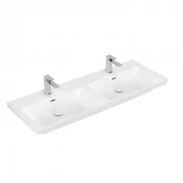 Villeroy & Boch Subway 3.0 Двойная раковина для установки на тумбу, 1300 x 475 x 165 mm, Альпийский белый, с переливом 4A71D501