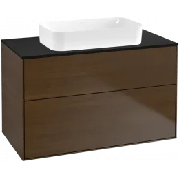 Villeroy & Boch Finion Тумба под раковину, с подсветкой, 2 выдвижных ящика, 1000 x 603 x 501 mm, Walnut Veneer G64200GN