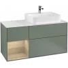 Villeroy & Boch Finion Тумба под раковину, с подсветкой, 3 выдвижных ящика, 1200 x 603 x 501 mm, Olive Matt Lacquer / Oak Veneer F141PCGM