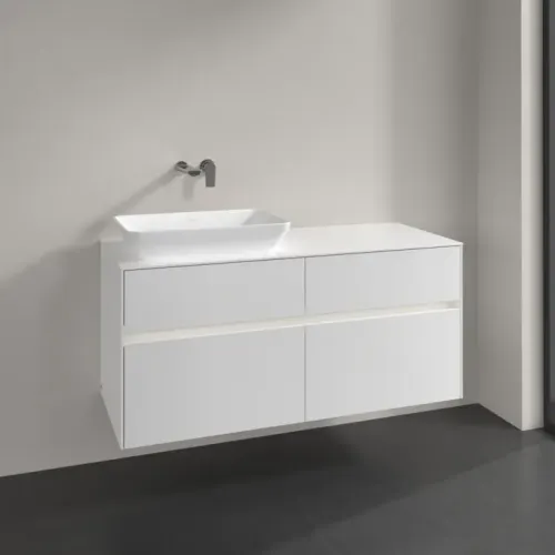 Villeroy & Boch Collaro Тумба под раковину, с подсветкой, 4 выдвижных ящика, 1200 x 548 x 500 mm, Glossy White / Glossy White C113B0DH