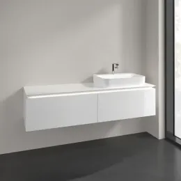 Villeroy & Boch Legato Тумба под раковину, с подсветкой, 2 выдвижных ящика, 1600 x 380 x 500 mm, Glossy White / Glossy White B765L0DH
