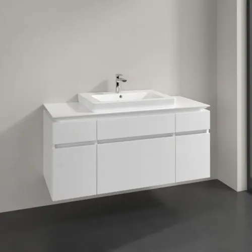 Villeroy & Boch Legato Тумба под раковину, 5 выдвижных ящиков, 1200 x 550 x 500 mm, Glossy White / Glossy White B68300DH