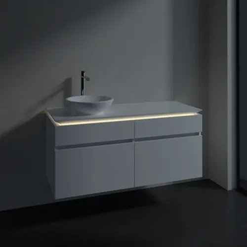 Villeroy & Boch Legato Тумба под раковину, с подсветкой, 4 выдвижных ящика, 1200 x 550 x 500 mm, Glossy White / Glossy White B580L0DH