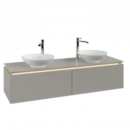 Villeroy & Boch Legato Тумба под раковину, с подсветкой, 2 выдвижных ящика, 1600 x 380 x 500 mm, Soft Grey / Soft Grey B599L0VK