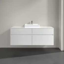 Villeroy & Boch Collaro Тумба под раковину, 4 выдвижных ящика, 1400 x 548 x 500 mm, Glossy White / Glossy White C07300DH