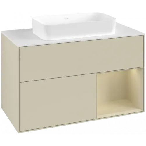 Villeroy & Boch Finion Тумба под раковину, с подсветкой, 2 выдвижных ящика, 1000 x 603 x 501 mm, Silk Grey Matt Lacquer / Silk Grey Matt Lacquer G661HJHJ