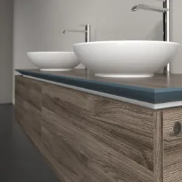 Villeroy & Boch Legato Тумба под раковину, с подсветкой, 2 выдвижных ящика, 1400 x 380 x 500 mm, Stone Oak / Stone Oak B591L0RK