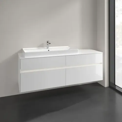 Villeroy & Boch Collaro Тумба под раковину, с подсветкой, 4 выдвижных ящика, 1600 x 548 x 500 mm, Glossy White / Glossy White C029B0DH