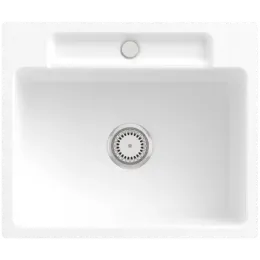 Villeroy & Boch Siluet 60 S flat Мойка, включая Комплект слива с ручным управлением, выкл TitanCeram, 600 x 510 mm, Альпийский белый CeramicPlus 33461FR1