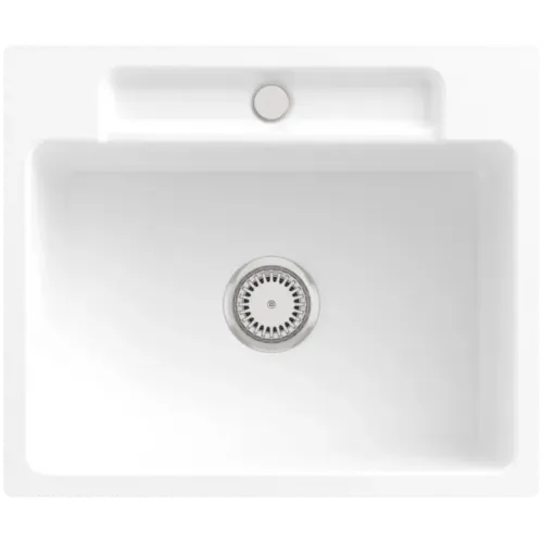 Villeroy & Boch Siluet 60 S flat Мойка, включая Комплект слива с ручным управлением, выкл TitanCeram, 600 x 510 mm, Альпийский белый CeramicPlus 33461FR1