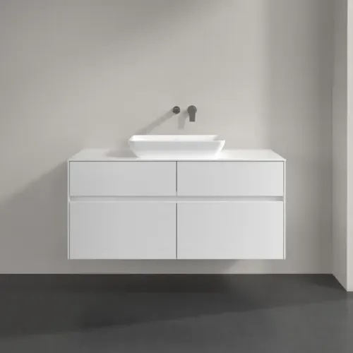 Villeroy & Boch Collaro Тумба под раковину, с подсветкой, 4 выдвижных ящика, 1200 x 548 x 500 mm, Glossy White / Glossy White C112B0DH