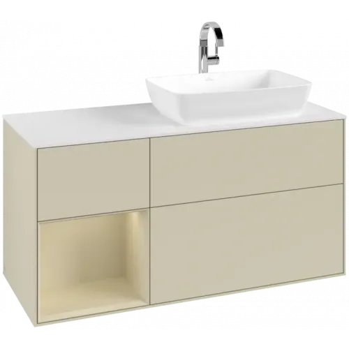 Villeroy & Boch Finion Тумба под раковину, с подсветкой, 3 выдвижных ящика, 1200 x 603 x 501 mm, Silk Grey Matt Lacquer / Silk Grey Matt Lacquer F801HJHJ