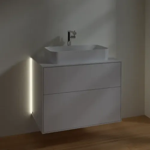 Villeroy & Boch Finion Тумба под раковину, с подсветкой, 2 выдвижных ящика, 800 x 603 x 501 mm, Glossy White Lacquer G22100GF