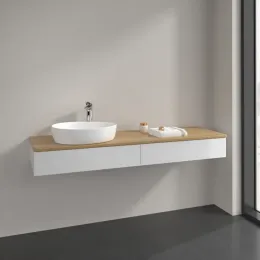 Villeroy & Boch Antao Тумба под раковину, 2 выдвижных ящика, 1600 x 190 x 500 mm, лицевая поверхность без текстурированной отделки, Glossy White Lacquer / Honey Oak K15051GF