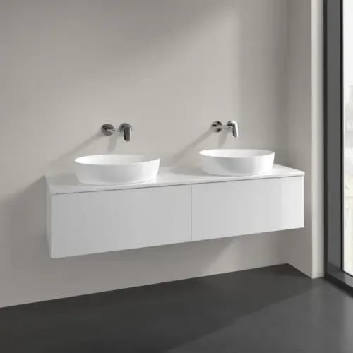 Villeroy & Boch Antao Тумба под раковину, с подсветкой, 2 выдвижных ящика, 1600 x 360 x 500 mm, лицевая поверхность без текстурированной отделки, Glossy White Lacquer / Glossy White Lacquer L39010GF