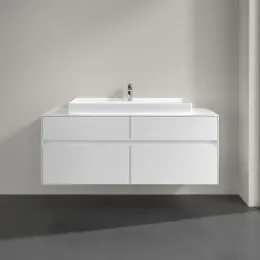 Villeroy & Boch Collaro Тумба под раковину, с подсветкой, 4 выдвижных ящика, 1400 x 548 x 500 mm, Glossy White / Glossy White C092B0DH