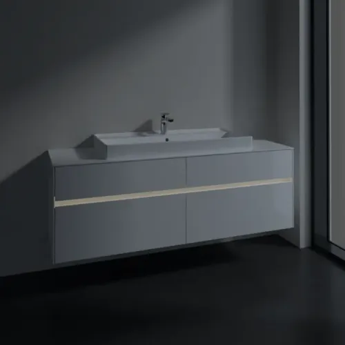 Villeroy & Boch Collaro Тумба под раковину, с подсветкой, 4 выдвижных ящика, 1600 x 548 x 500 mm, Glossy White / Glossy White C031B0DH