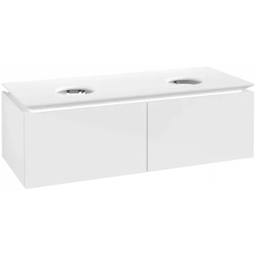 Villeroy & Boch Legato Тумба под раковину, 2 выдвижных ящика, 1200 x 380 x 500 mm, Glossy White / Glossy White B58300DH