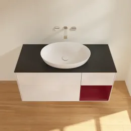 Villeroy & Boch Finion Тумба под раковину, с подсветкой, 3 выдвижных ящика, 1200 x 603 x 501 mm, Glossy White Lacquer / Peony Matt Lacquer GA72HBGF