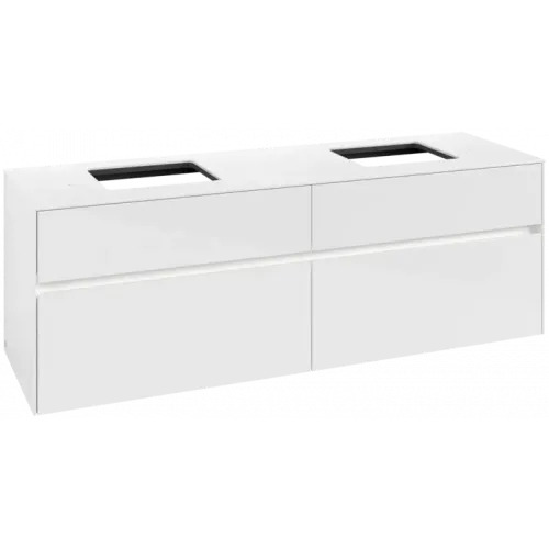 Villeroy & Boch Collaro Тумба под раковину, с подсветкой, 4 выдвижных ящика, 1600 x 548 x 500 mm, Glossy White / Glossy White C137B0DH