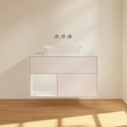 Villeroy & Boch Finion Тумба под раковину, с подсветкой, 2 выдвижных ящика, 1000 x 603 x 501 mm, Glossy White Lacquer / Glossy White Lacquer G651GFGF