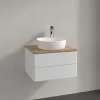 Villeroy & Boch Antao Тумба под раковину, с подсветкой, 2 выдвижных ящика, 600 x 360 x 500 mm, лицевая поверхность без текстурированной отделки, Glossy White Lacquer / Honey Oak L18051GF