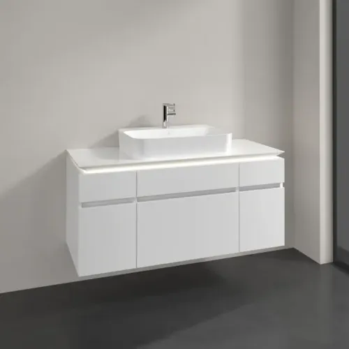 Villeroy & Boch Legato Тумба под раковину, с подсветкой, 5 выдвижных ящиков, 1200 x 550 x 500 mm, Glossy White / Glossy White B758L0DH