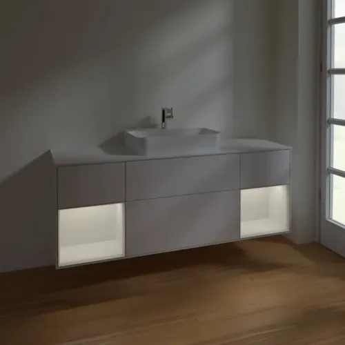 Villeroy & Boch Finion Тумба под раковину, с подсветкой, 4 выдвижных ящика, 1600 x 603 x 501 mm, Glossy White Lacquer / Glossy White Lacquer F451GFGF