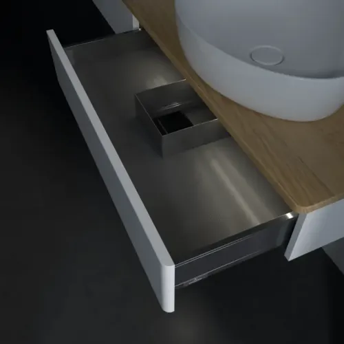 Villeroy & Boch Antao Тумба под раковину, с подсветкой, 2 выдвижных ящика, 1600 x 190 x 500 mm, лицевая поверхность без текстурированной отделки, Glossy White Lacquer / Honey Oak L17051GF