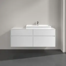 Villeroy & Boch Collaro Тумба под раковину, с подсветкой, 4 выдвижных ящика, 1400 x 548 x 500 mm, Glossy White / Glossy White C090B0DH