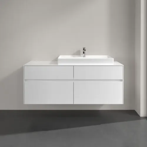Villeroy & Boch Collaro Тумба под раковину, с подсветкой, 4 выдвижных ящика, 1400 x 548 x 500 mm, Glossy White / Glossy White C090B0DH