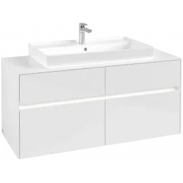 Villeroy & Boch Collaro Тумба под раковину, с подсветкой, 4 выдвижных ящика, 1200 x 548 x 500 mm, Glossy White / Glossy White C087B0DH