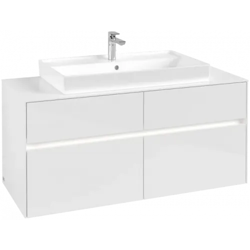 Villeroy & Boch Collaro Тумба под раковину, с подсветкой, 4 выдвижных ящика, 1200 x 548 x 500 mm, Glossy White / Glossy White C087B0DH