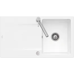 Villeroy & Boch Siluet 50 flat Мойка, включая Комплект слива с эксцентриком, выкл TitanCeram, 880 x 490 mm, Альпийский белый CeramicPlus 33352FR1