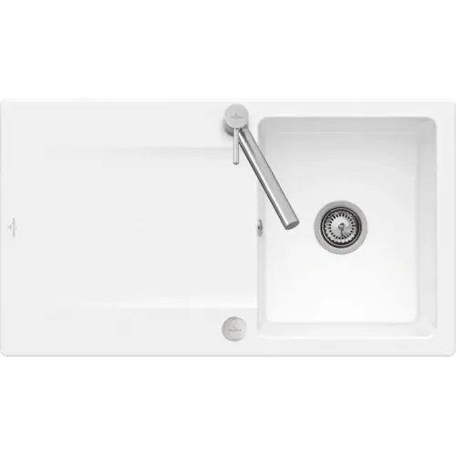 Villeroy & Boch Siluet 50 flat Мойка, включая Комплект слива с эксцентриком, выкл TitanCeram, 880 x 490 mm, Альпийский белый CeramicPlus 33352FR1