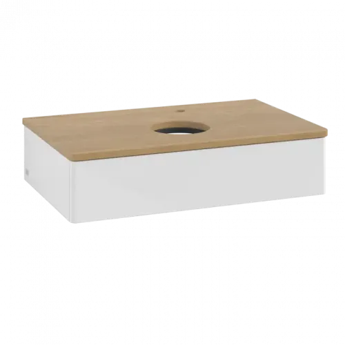 Villeroy & Boch Antao Тумба под раковину, с подсветкой, 1 выдвижной ящик, 800 x 190 x 500 mm, лицевая поверхность без текстурированной отделки, Glossy White Lacquer / Honey Oak L08051GF