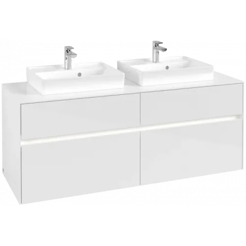 Villeroy & Boch Collaro Тумба под раковину, с подсветкой, 4 выдвижных ящика, 1400 x 548 x 500 mm, Glossy White / Glossy White C076B0DH
