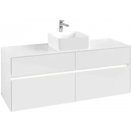 Villeroy & Boch Collaro Тумба под раковину, с подсветкой, 4 выдвижных ящика, 1400 x 548 x 500 mm, Glossy White / Glossy White C045B0DH